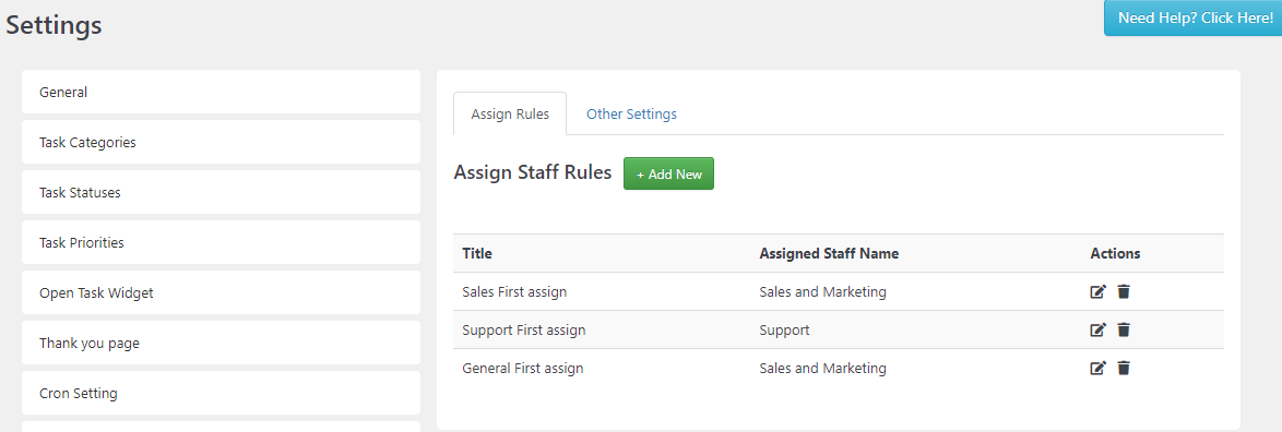 SC Assign Staff Rule