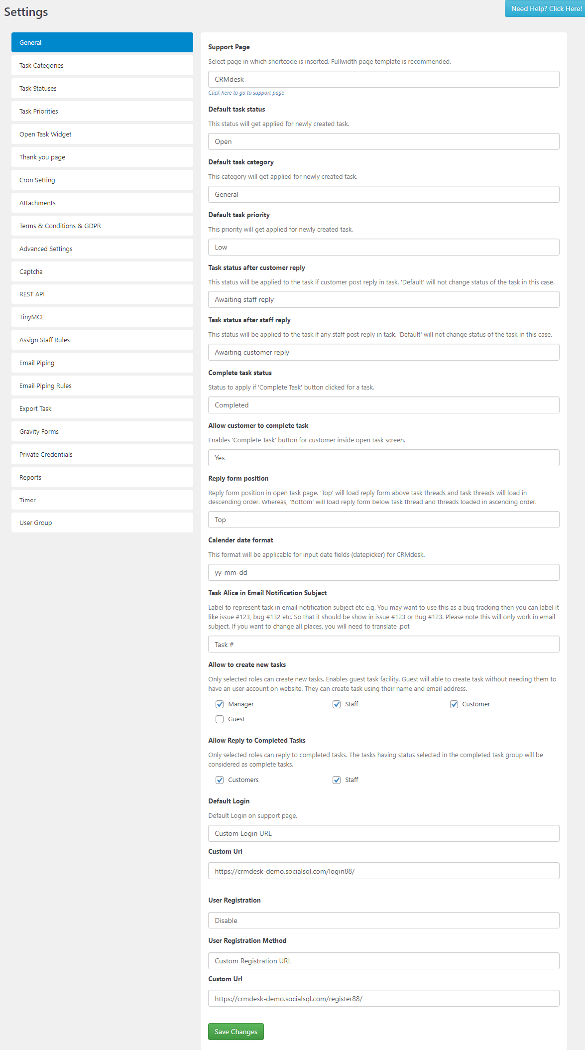 SC General Settings