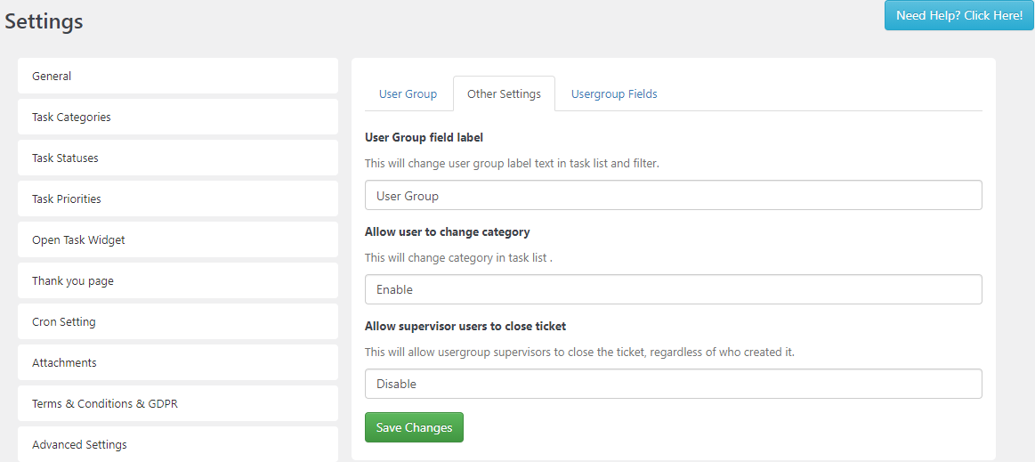 SC User Group Settings